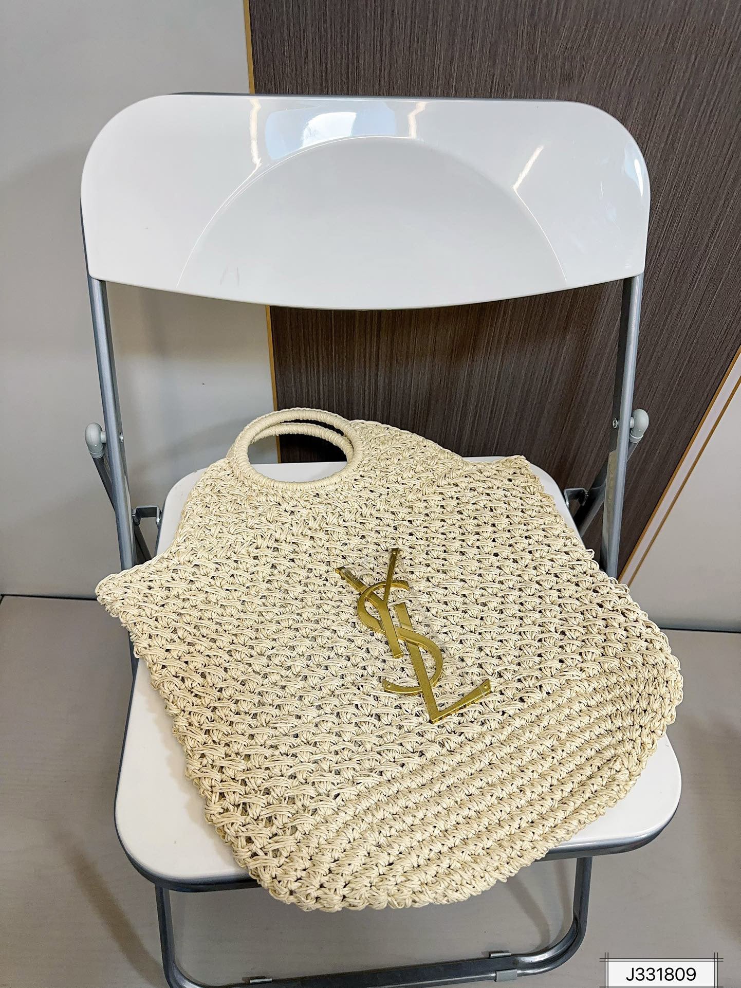 SAINT LAURENT Summer Raffia Tote Bag 41x37cm