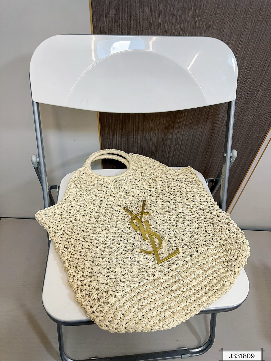 SAINT LAURENT Summer Raffia Tote Bag 41x37cm