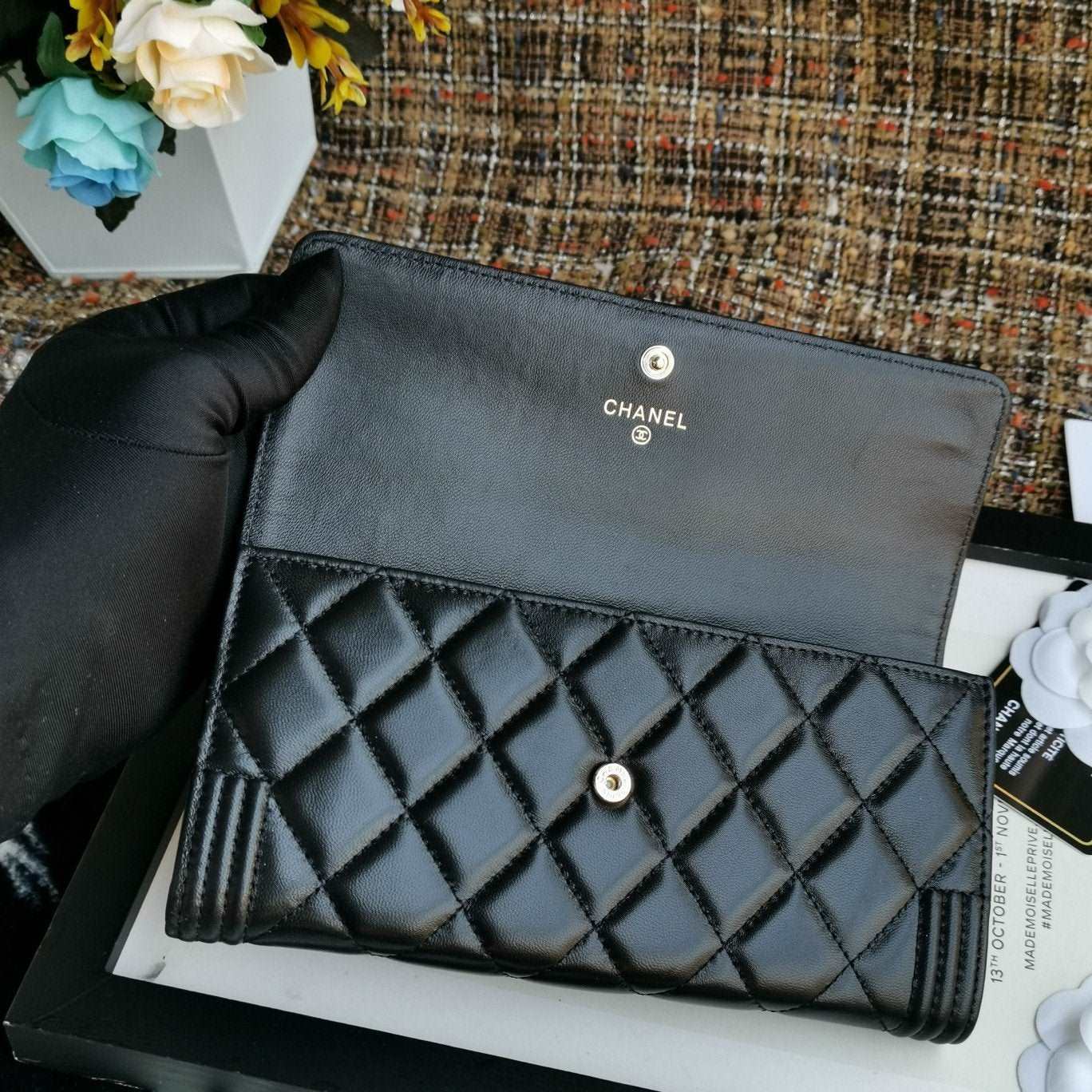 Boy long Flap Wallet Lambskin