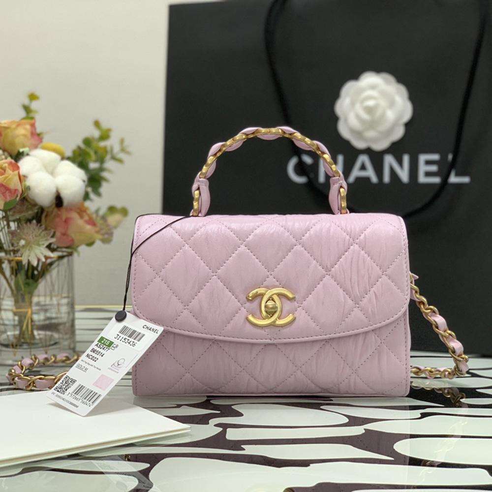 Mini Flap Bag Pink with top handle