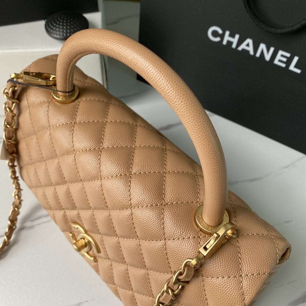 Flap Bag with Handle Beige
