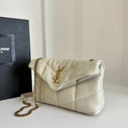 Loulou Puffer Toy Quilted Lambskin Shoulder Crossbody Bag with Chain Strap White (23 x 15.5 x 8.5) cm