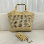 SAINT LAURENT Raffia Icare Tote Bag