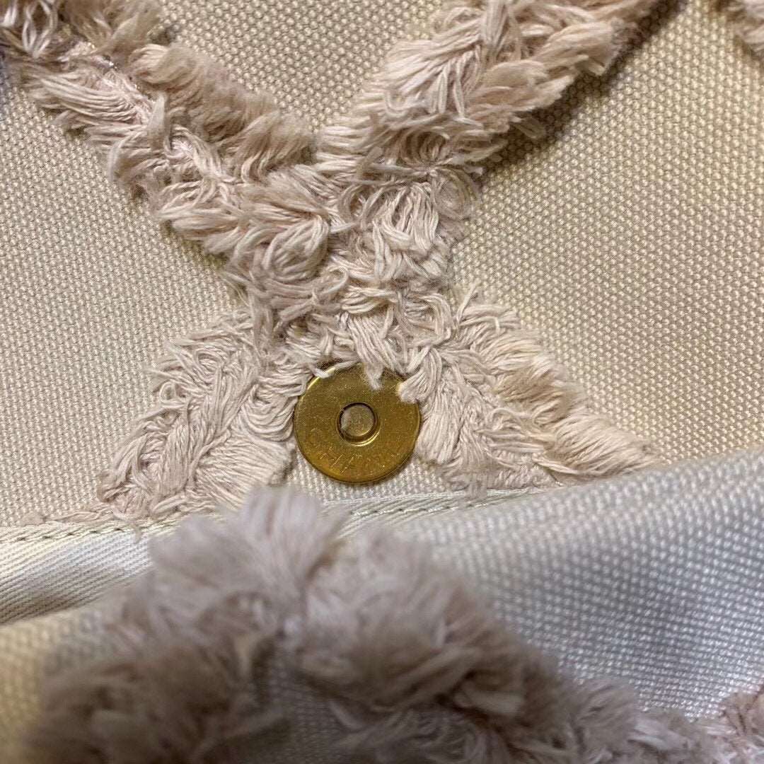 19 Medium Denim Flap Bag Beige