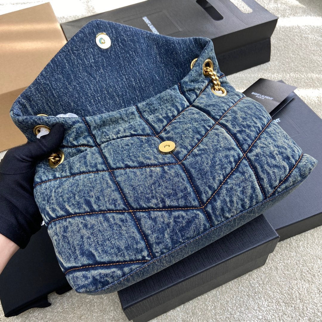 Puffer Denim Bag - 29???17???11cm