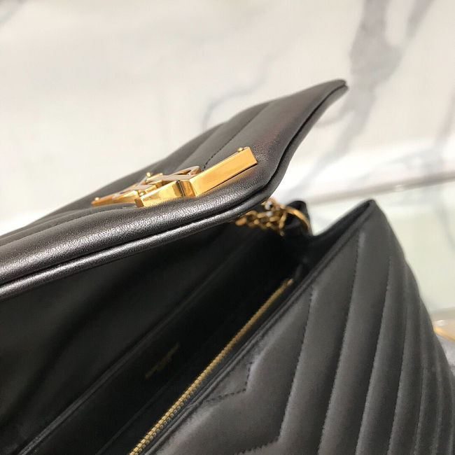 Medium 32 Loulou Bag Black in Gold 32x22x11cm