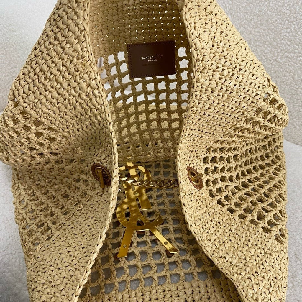 SAINT LAURENT Raffia Icare Tote Bag