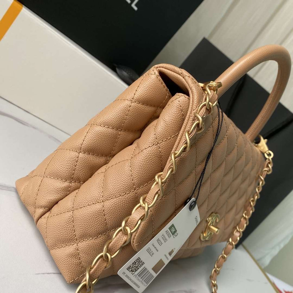 Flap Bag with Handle Beige