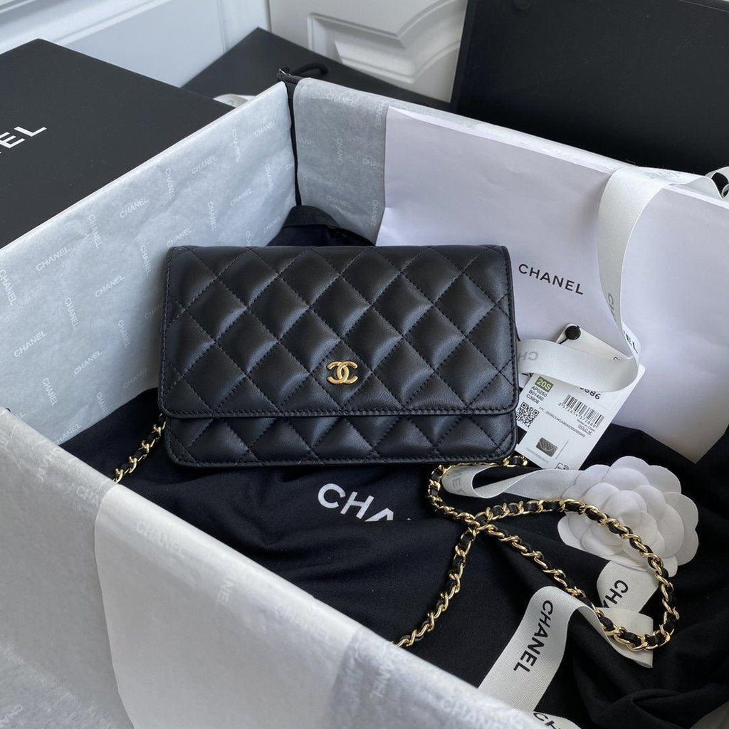 Wallet on chain WOC Black Lambskin