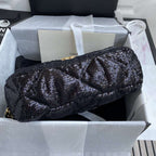 19 sequin Flap Bag black