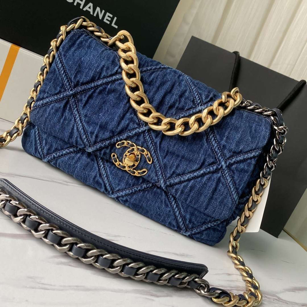 19 Denim Large Flap Bag
