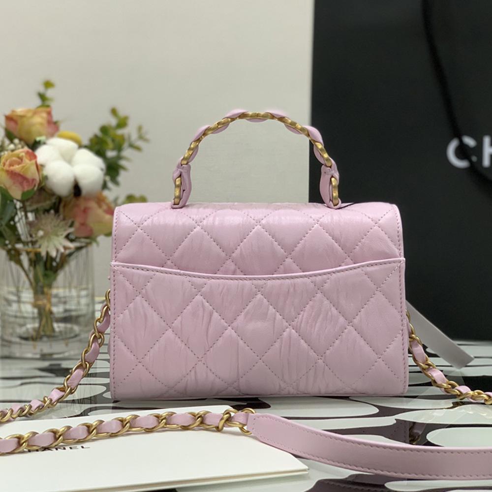 Mini Flap Bag Pink with top handle