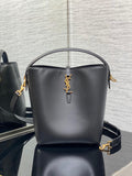 Le 37 Black Shiny Leather Handle Shoulder Bag with Charm and Adjustable Strap (20 x 25 x 16) cm