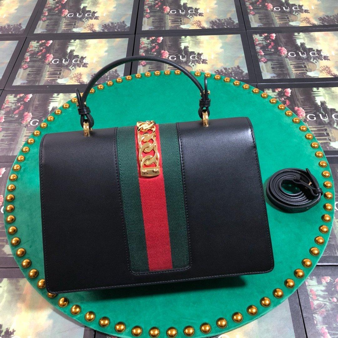GG Sylvie Leather Medium Top Handle Bag