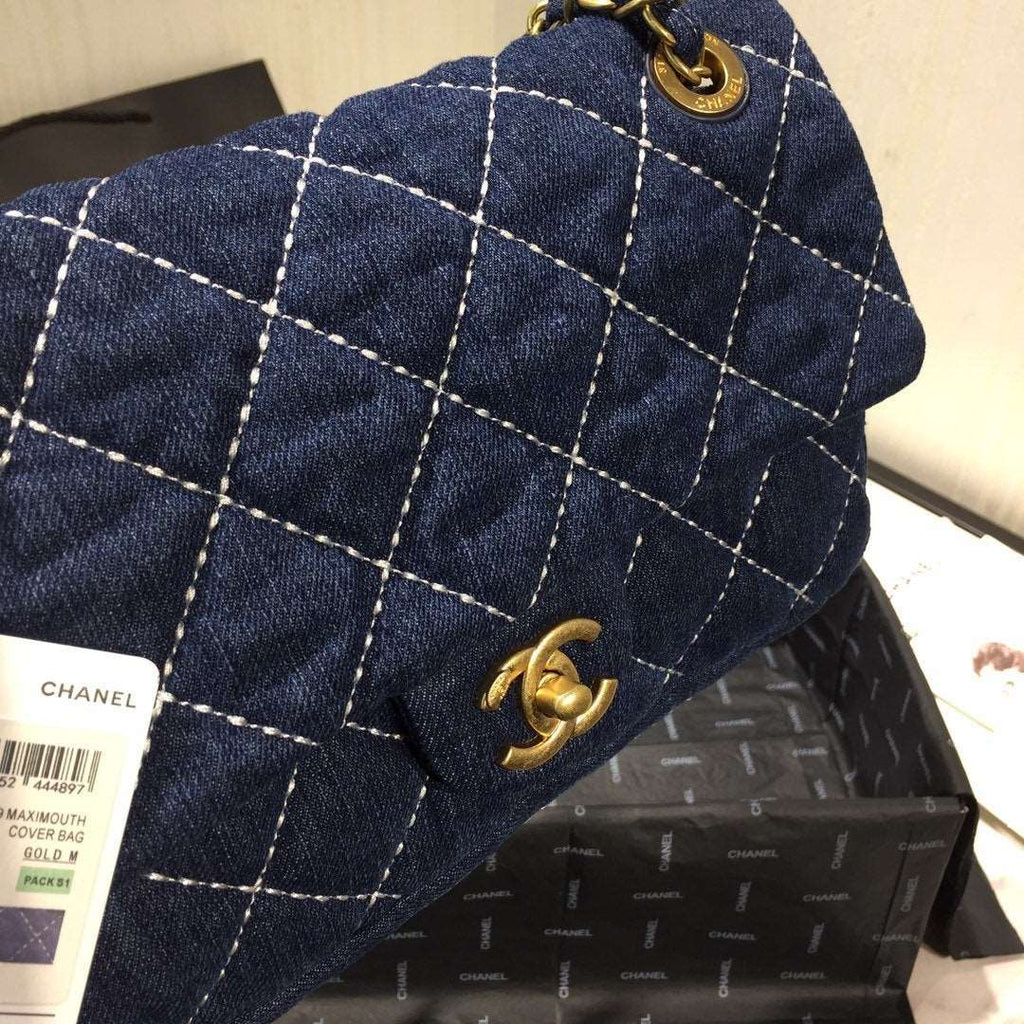Denim Quilted Flap Bag