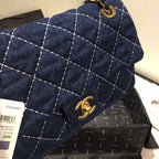 Denim Quilted Flap Bag
