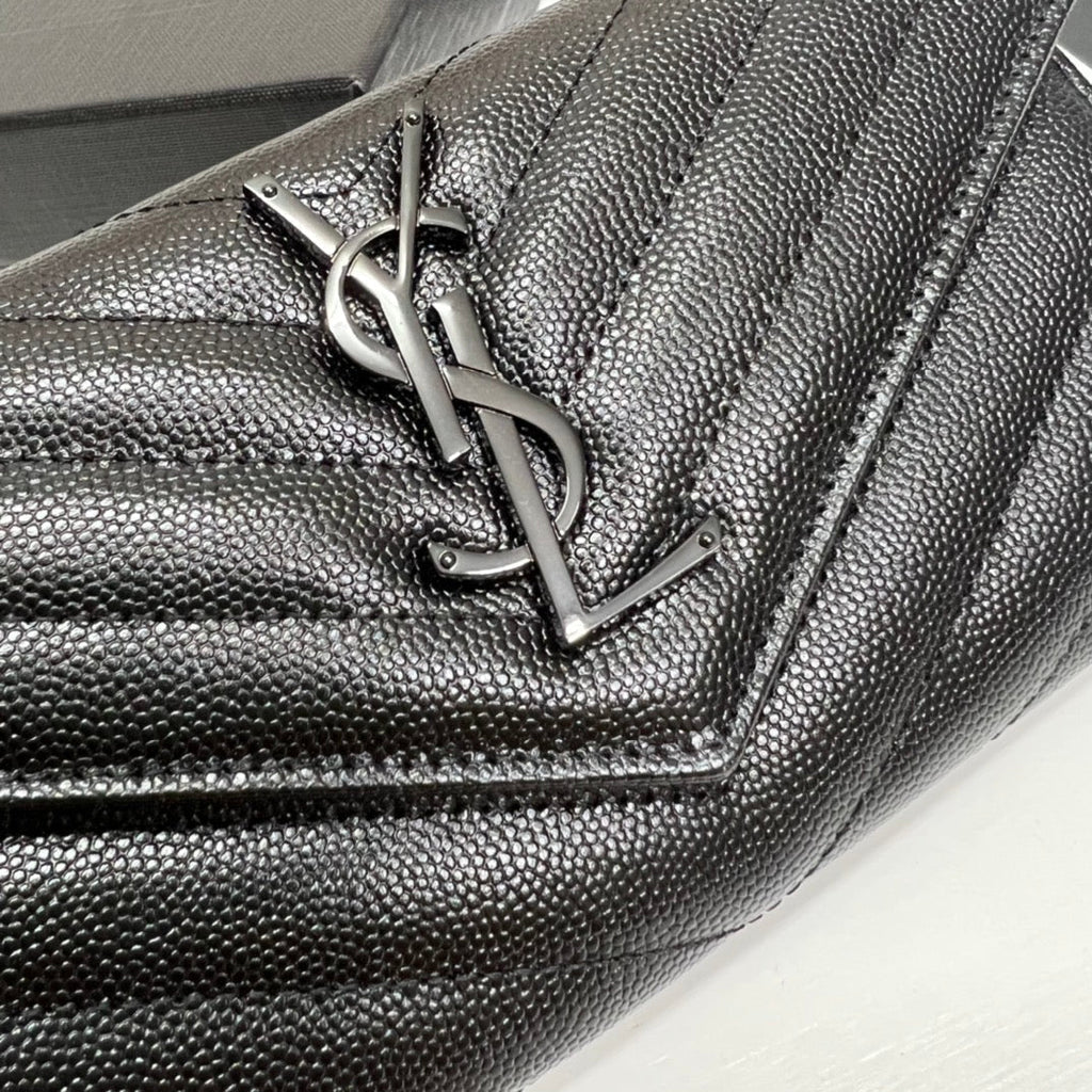 Long Wallet Black Leather Black Tone 10767 19cm