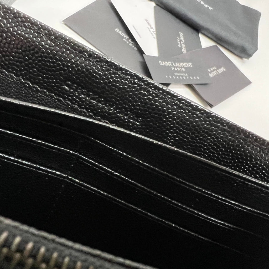 Long Wallet Black Leather Black Tone 10767 19cm
