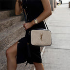 Saint Laurent Lou Medium Monogram Raffia Camera Bag