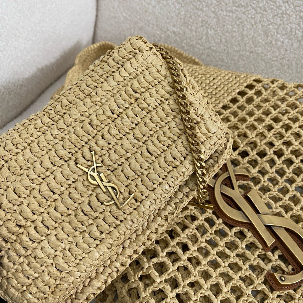 SAINT LAURENT Raffia Icare Tote Bag