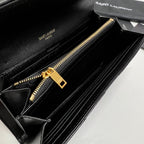 Long Wallet Black Leather Gold Tone 10769 19cm