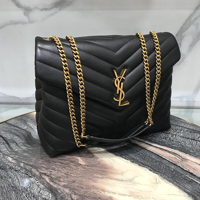 Medium 32 Loulou Bag Black in Gold 32x22x11cm