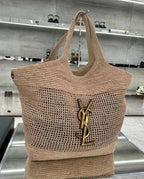 SAINT LAURENT Raffia Icare Tote Bag