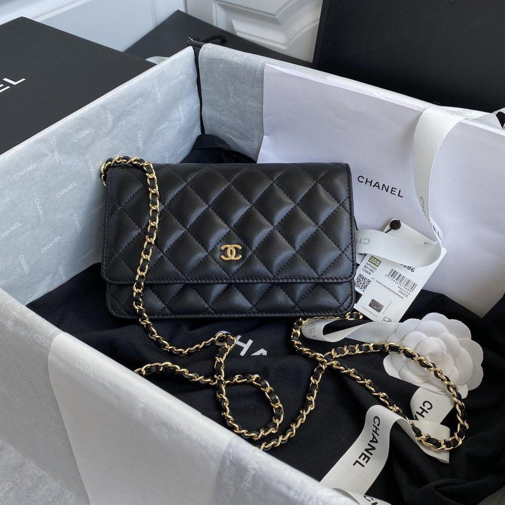 Wallet on chain WOC Black Lambskin