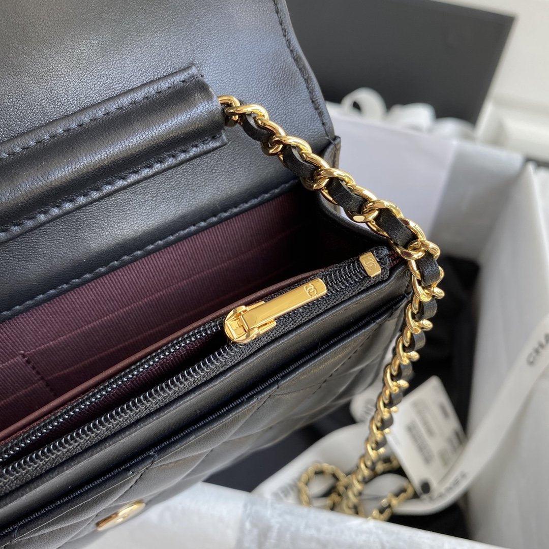Wallet on chain WOC Black Lambskin