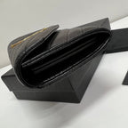 Long Wallet Black Leather Gold Tone 10769 19cm