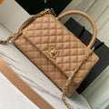 Flap Bag with Handle Beige