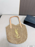 SAINT LAURENT Vacation Casual Raffia Woven Tote Bag 35x32cm