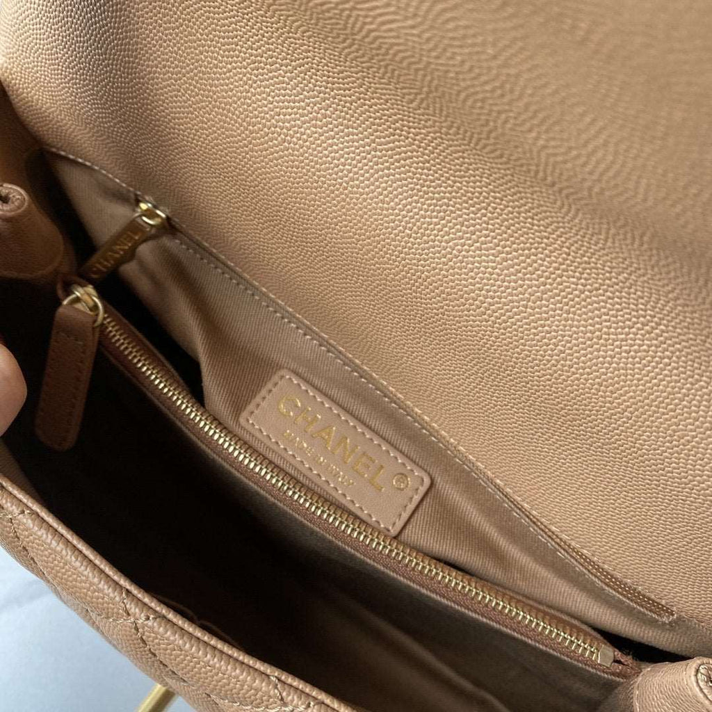 Flap Bag with Handle Beige