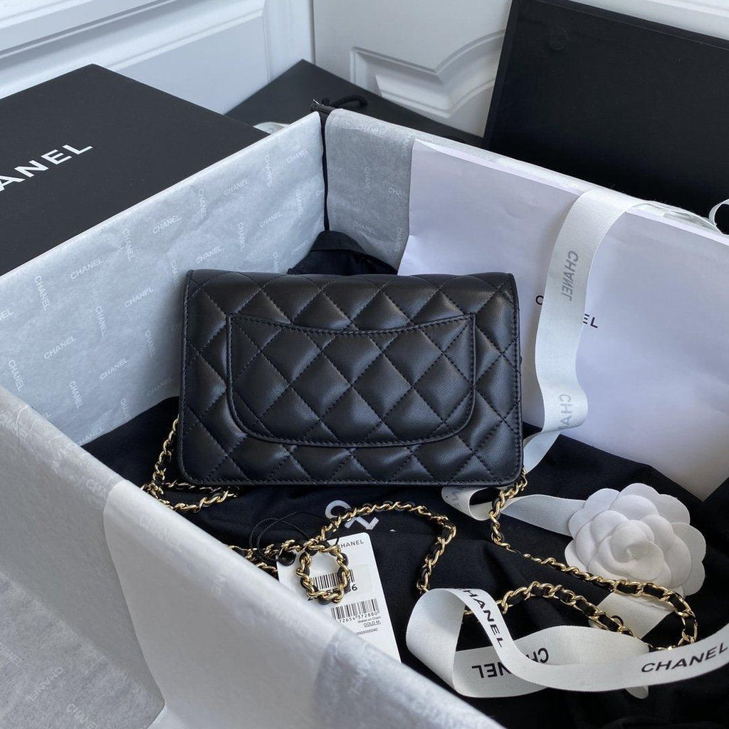 Wallet on chain WOC Black Lambskin