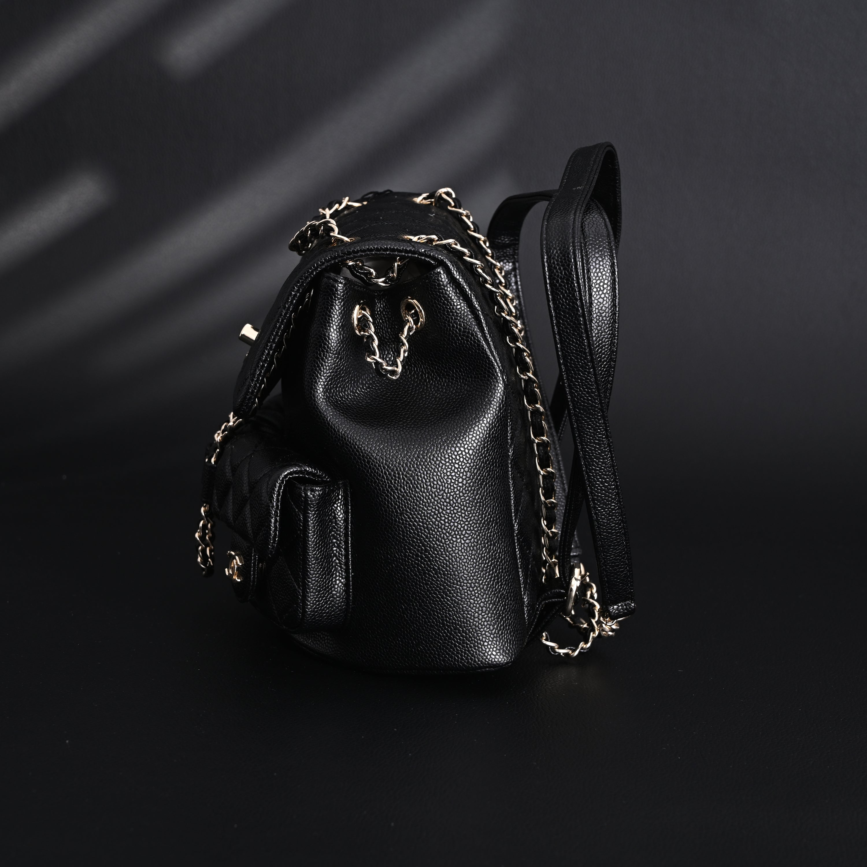Duma Backpack  Black Quilted Lambskin with Gold-Tone Hardware (24A Collection)