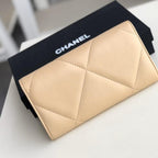 19 Quilted Flap Wallet Long Goatskin