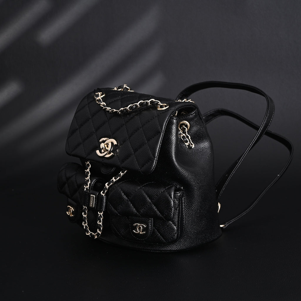 Duma Backpack  Black Quilted Lambskin with Gold-Tone Hardware (24A Collection)