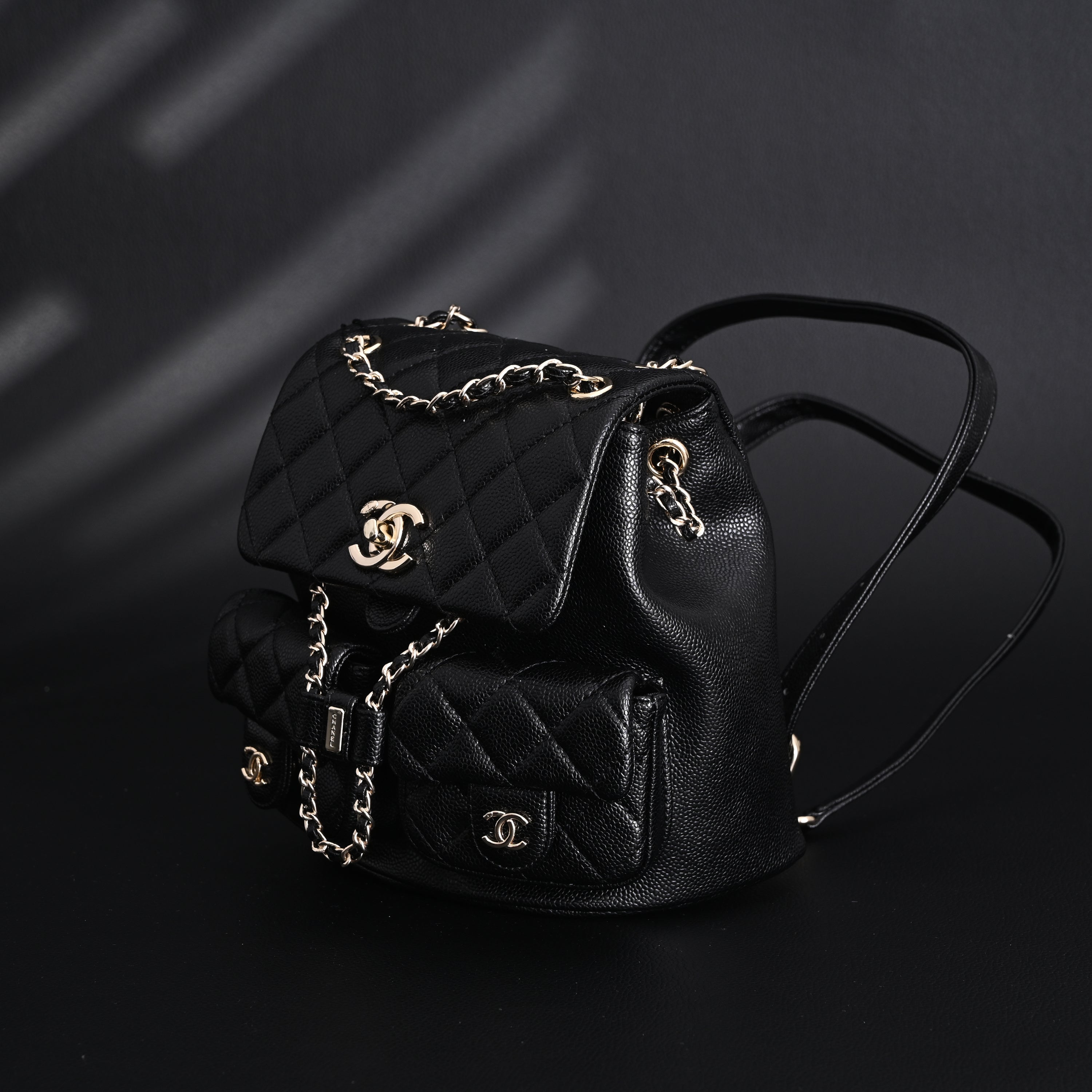 Duma Backpack  Black Quilted Lambskin with Gold-Tone Hardware (24A Collection)