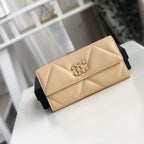 19 Quilted Flap Wallet Long Goatskin