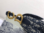 medium Saddle bag with Strap blue oblique