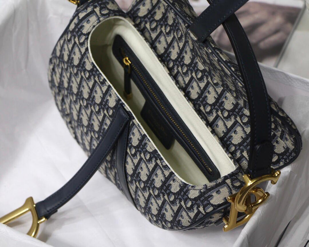 medium Saddle bag with Strap blue oblique