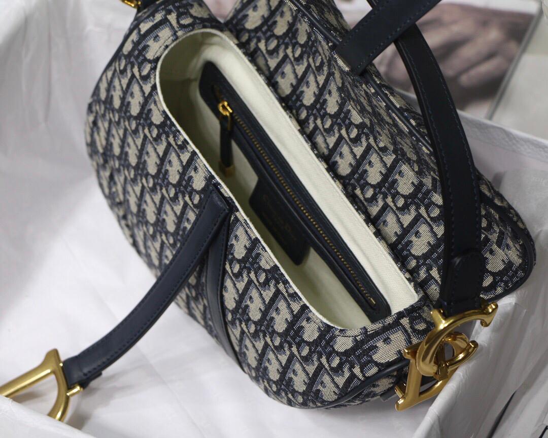 medium Saddle bag with Strap blue oblique