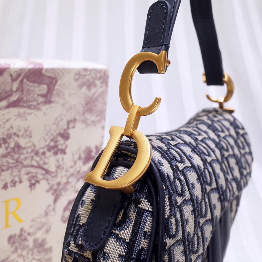 Mini Saddle Bag Blue Oblique Jacquard