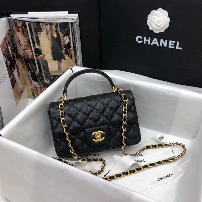 Mini Flap bag with Top Handle Caviar
