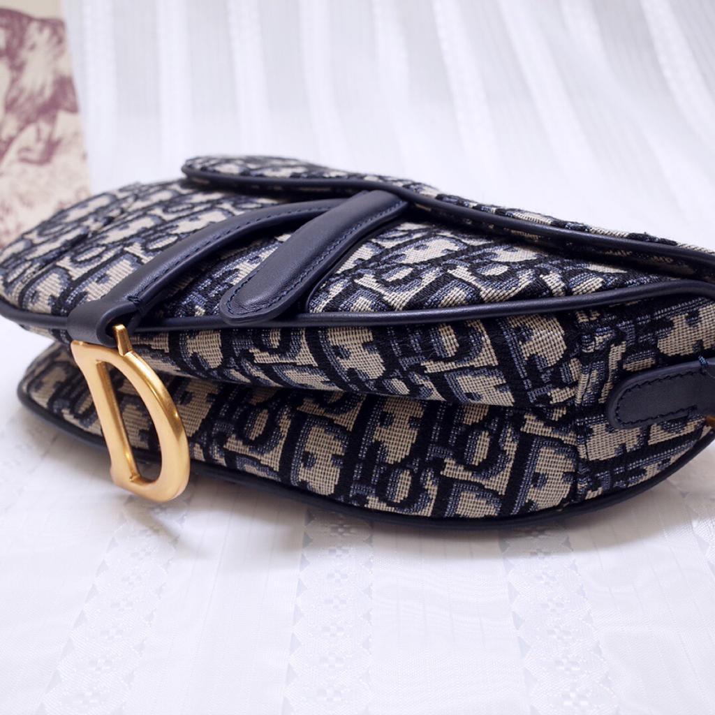 Mini Saddle Bag Blue Oblique Jacquard