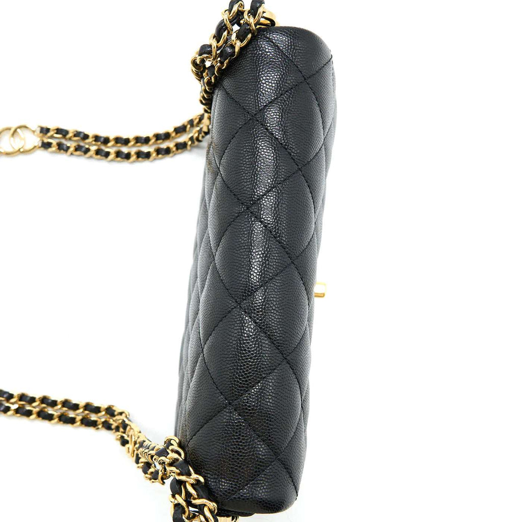 23c Mini Flap Bag Chain Grained Calfskin Black