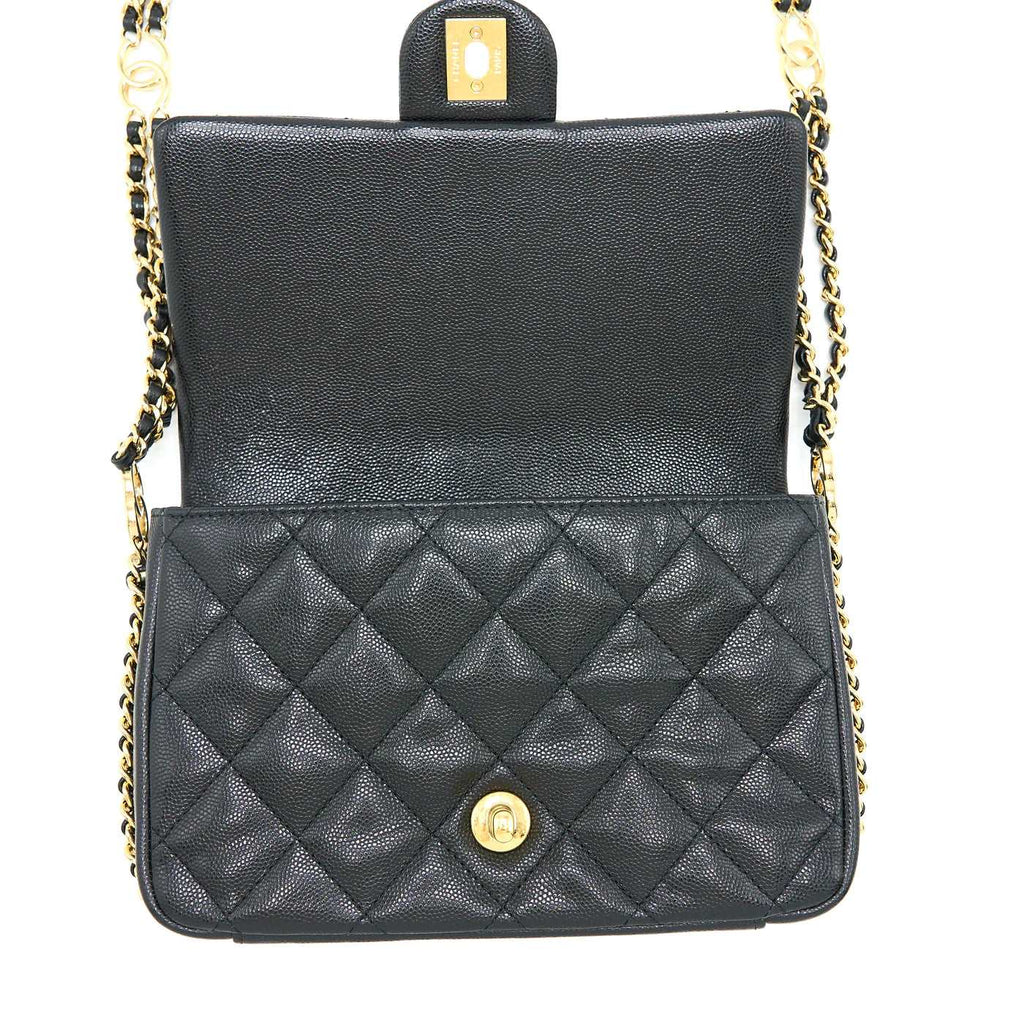 23c Mini Flap Bag Chain Grained Calfskin Black