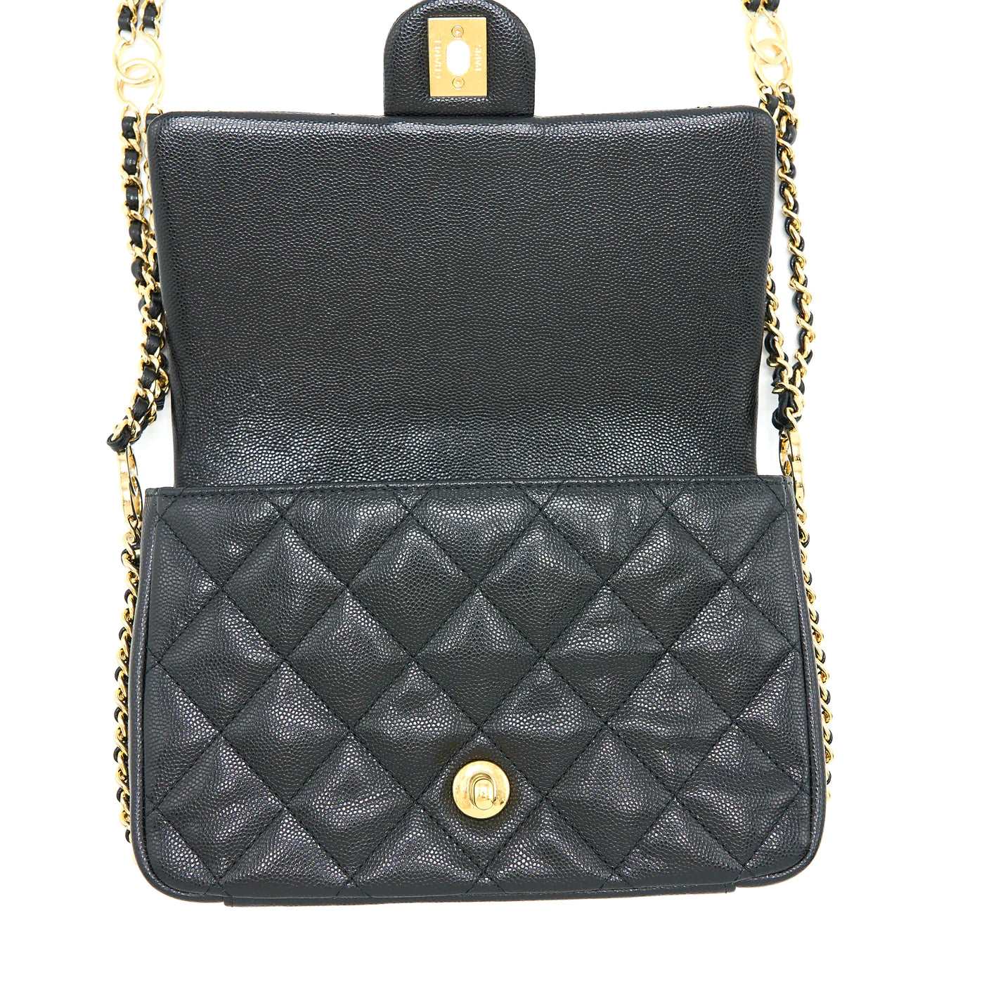 23c Mini Flap Bag Chain Grained Calfskin Black