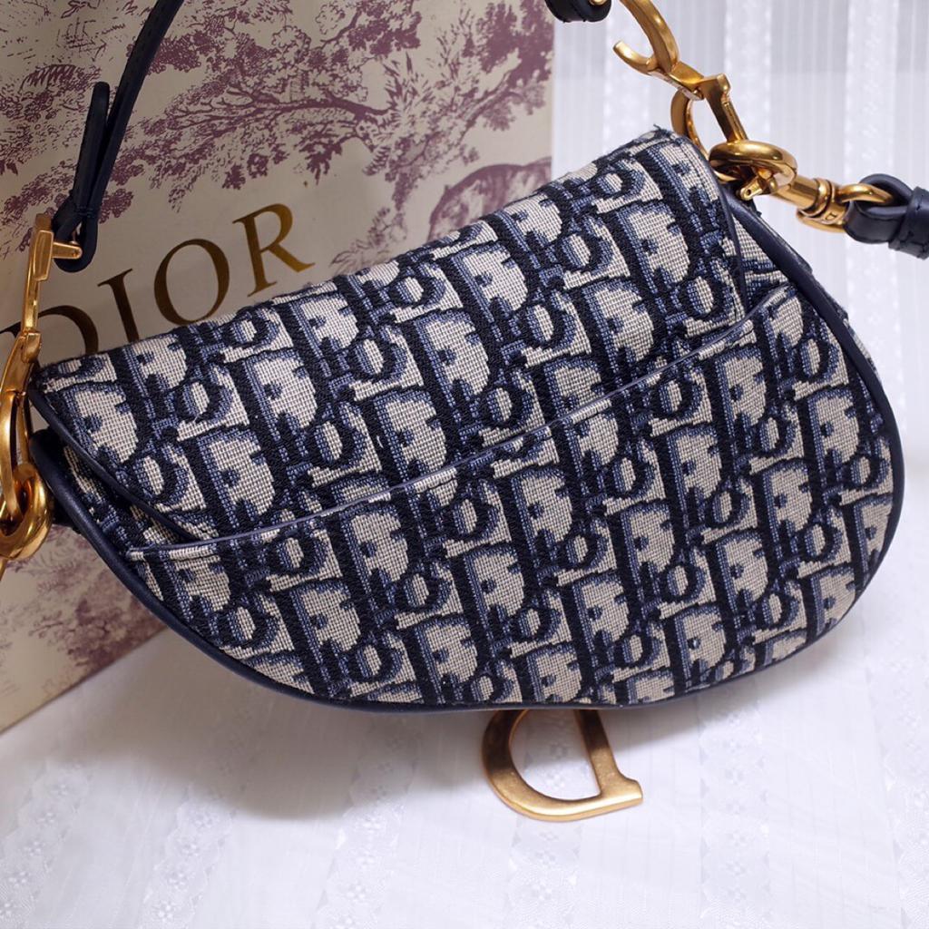 Mini Saddle Bag Blue Oblique Jacquard