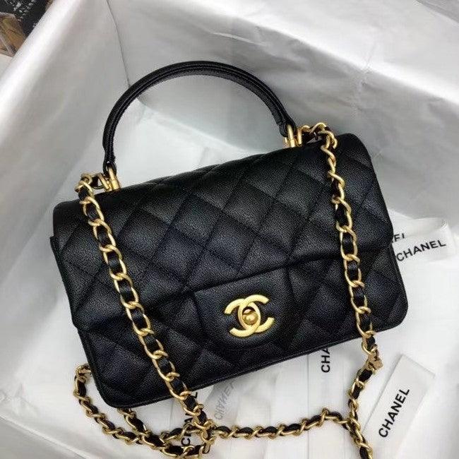 Mini Flap bag with Top Handle Caviar